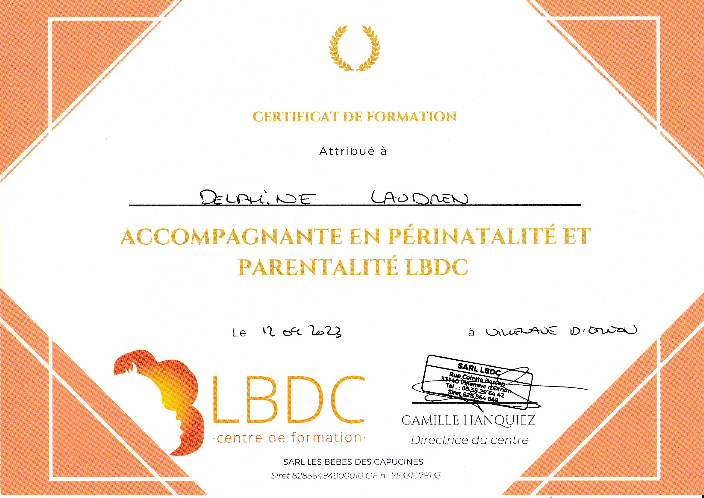 Première Accompagnante en Périnatalité et Parentalité LBDC en Indre-et-Loire